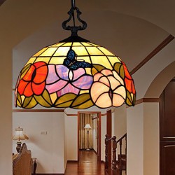 E27 220V 30*28CM 5-10㎡European Rural Creative Arts Stained Glass Chandelier Restoring Ancient Ways Lamp Led Light