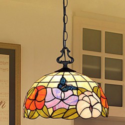 E27 220V 30*28CM 5-10㎡European Rural Creative Arts Stained Glass Chandelier Restoring Ancient Ways Lamp Led Light