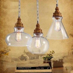 Wood Grain Crystal Droplight Cafe Restaurant Bar Lighting Lamps And Lanterns