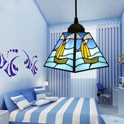 22*16*12CM Stained Glass Contemporary And Contracted Mediterranean Single-Head Sailing Line Droplight Lamp LED