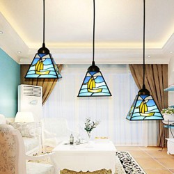 22*16*12CM Stained Glass Contemporary And Contracted Mediterranean Single-Head Sailing Line Droplight Lamp LED
