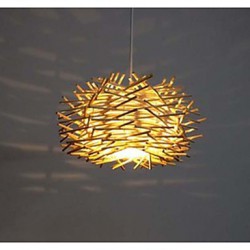 Contemporary and contracted droplight 1 light wooden hand-woven