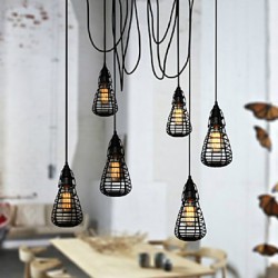 12*29CM American Industrial Creative Restoring Ancient Ways, Wrought Iron Cage, Single Head Droplight Lamp LED