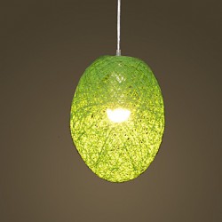 32*40CM Modern Rural Cany Art Woven Rattan Restaurant Single Head Droplight Lamp LED
