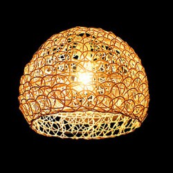 25*18CM Modern Rural Cany Art Woven Rattan Restaurant Single Head Droplight Lamp LED