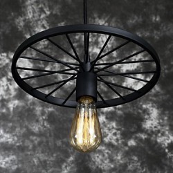Loft Retro Restaurant Bar Pendant Lamps American country wrought iron chandeliers industrial style wheel