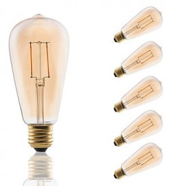 E27 LED Filament Bulbs ST64 COB 180 lm Amber Decorative AC 220-240 V 6 pcs Edison Style Bulb