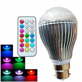 1 pcs B22 9W 3High Power LED 500LM Dimmable/Remote-Controlled/Decorative LED RGB Globe Bulbs AC100-240V
