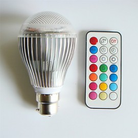 1 pcs B22 9W 3High Power LED 500LM Dimmable/Remote-Controlled/Decorative LED RGB Globe Bulbs AC100-240V