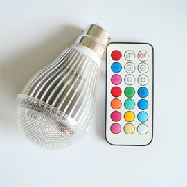 1 pcs B22 9W 3High Power LED 500LM Dimmable/Remote-Controlled/Decorative LED RGB Globe Bulbs AC100-240V