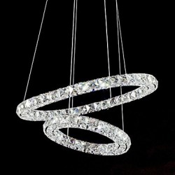 LED Crystal Pendant Lights Lighting Modern 2 Rings Three Sides K9 Crystal Indoor Ceiling Lights Lamp Fixtures