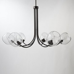 60W Traditional Chandelier with 6 Lights and Glass-Bubble Shade