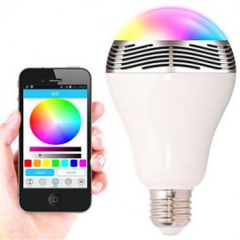 Wireless Bluetooth Intelligent Colorful Dimming LED Lights Mobile Phone APP Control Speaker Bulb RGB