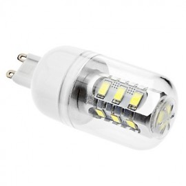 G9 7W 15x5630SMD 580-620LM 6000-6500K Natural White Light LED Corn Bulb with Cover(AC 110-130/AC 220-240 V)