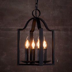 Pendant, 4 Light, Vintage Minimalist Iron Painting