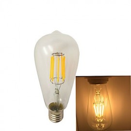 8W E26/E27 LED Filament Bulbs ST64 8 COB 780 lm Warm White Dimmable AC 220-240 V 1 pcs