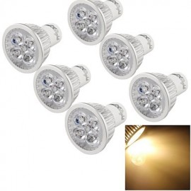 6PCS GU10 4W Dimmable 400lm 3000K Warm Light 4-LED Spotlight- Silver (AC 110V)