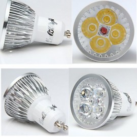 6PCS GU10 4W Dimmable 400lm 3000K Warm Light 4-LED Spotlight- Silver (AC 110V)