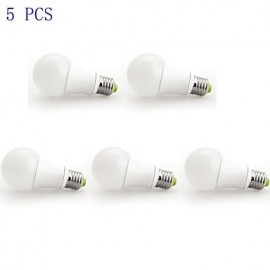 10W E26/E27 LED Globe Bulbs A60(A19) 1 COB 980 lm Warm White AC 100-240 V 5 pcs