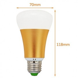 10W RGBW E26/E27 LED Globe Bulbs A60(A19) 1 COB 900lm-1200lm lm Cool White / RGB Infrared Sensor / Dimmable / Remote-Controlled (85-265V)