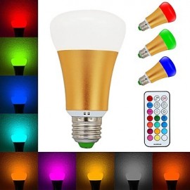 10W RGBW E26/E27 LED Globe Bulbs A60(A19) 1 COB 900lm-1200lm lm Cool White / RGB Infrared Sensor / Dimmable / Remote-Controlled (85-265V)