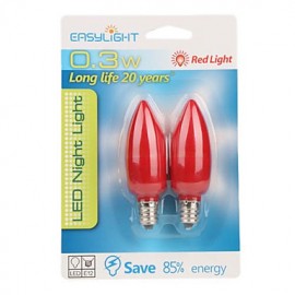 0.5W E12 LED Candle Lights C35 1 High Power LED 15 lm Red AC 100-240 V 2 pcs