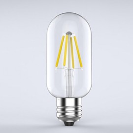 1 pcs E26/E27 3W / 4W 4 COB 400 lm Warm White T edison Vintage LED Filament Bulbs AC 220-240 V