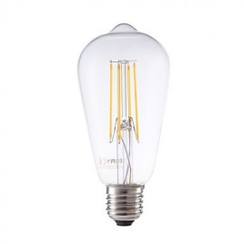 6W E27 LED Filament Bulbs ST58LF 4 COB 600 lm Warm White Dimmable / Decorative AC 220-240 V 1 pcs