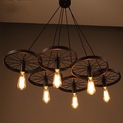 Lighting Personality Industrial Loft Style Wrought Iron Chandelier Restaurant Bar Cafe Restaurant Wheel Chandelier