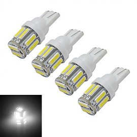 4pcs T10 3W 10X7020SMD 210LM 6000-6500K Cool White LED Car Light (DC 12V)