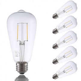 2W E26 LED Filament Bulbs ST21 2 COB 220 lm Warm White Dimmable / Decorative AC 110-130 V 6 pcs