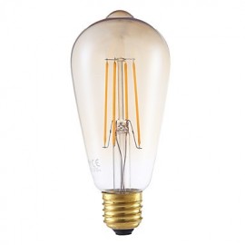4W E27 LED Filament Bulbs ST64LF 4 COB 350 lm Amber Dimmable / Decorative AC 220-240 V 4 pcs