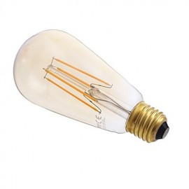 4W E27 LED Filament Bulbs ST64LF 4 COB 350 lm Amber Dimmable / Decorative AC 220-240 V 4 pcs