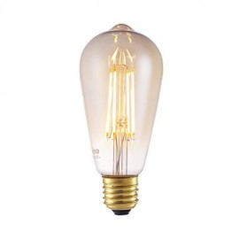 4W E27 LED Filament Bulbs ST64LF 4 COB 350 lm Amber Dimmable / Decorative AC 220-240 V 4 pcs