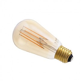 4W E27 LED Filament Bulbs ST58LF 4 COB 350 lm Amber Dimmable / Decorative AC 220-240 V 4 pcs