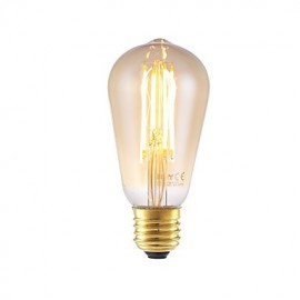 4W E27 LED Filament Bulbs ST58LF 4 COB 350 lm Amber Dimmable / Decorative AC 220-240 V 4 pcs