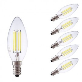 3.5W E14 LED Filament Bulbs B35 4 COB 350/400 lm Warm White / Cool White Dimmable AC 220-240 V 6 pcs