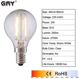 2W E14 LED Filament Bulbs P45 2 COB 250 lm Warm White / Cool White AC 220-240 V 6 pcs