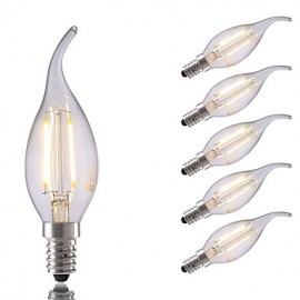 2W E14 LED Filament Bulbs B35L 2 COB 250 lm Warm White / Cool White AC 220-240 V 6 pcs