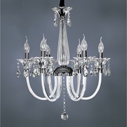 Elegant Crystal Chandelier with 6 Lights in Candle Bulb