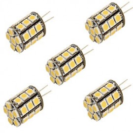 5PCS G4 6W SMD 27*5050 Warm White / Cool White LED Decorative Lights DC12