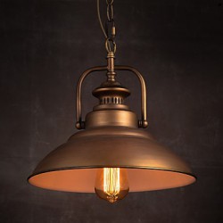 Retro Pendant Light with Metal Umbrella Shade in Old Factory Style
