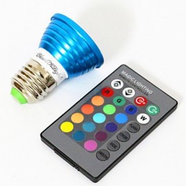 4PCS E27 3W 1-LED Multi-Colored RGB Light Bulb w/ Remote Control (AC 85-265V)