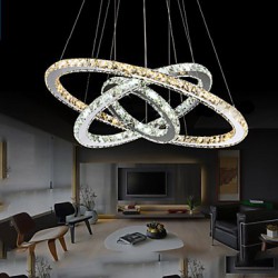 LED Pendant Lamps Amber and Clear K9 Crystal Chandelier Lights Lighting with 3 Ring CE&UL&FCC