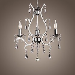 Crystal Chandelier with 3 Lights in Metal