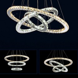 LED Pendant Lamps Amber and Clear K9 Crystal Chandelier Lights Lighting with 3 Ring CE&UL&FCC