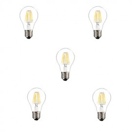 5pcs A60 6W E27 600LM 360 Degree Warm/Cool White Color Edison Filament Light LED Filament Lamp (AC85-265V)