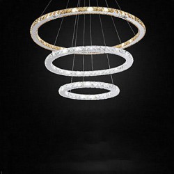 LED Pendant Lamps Amber and Clear K9 Crystal Chandelier Lights Lighting with 3 Ring CE&UL&FCC