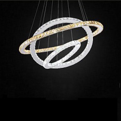 LED Pendant Lamps Amber and Clear K9 Crystal Chandelier Lights Lighting with 3 Ring CE&UL&FCC