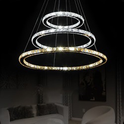 LED Pendant Lamps Amber and Clear K9 Crystal Chandelier Lights Lighting with 3 Ring CE&UL&FCC